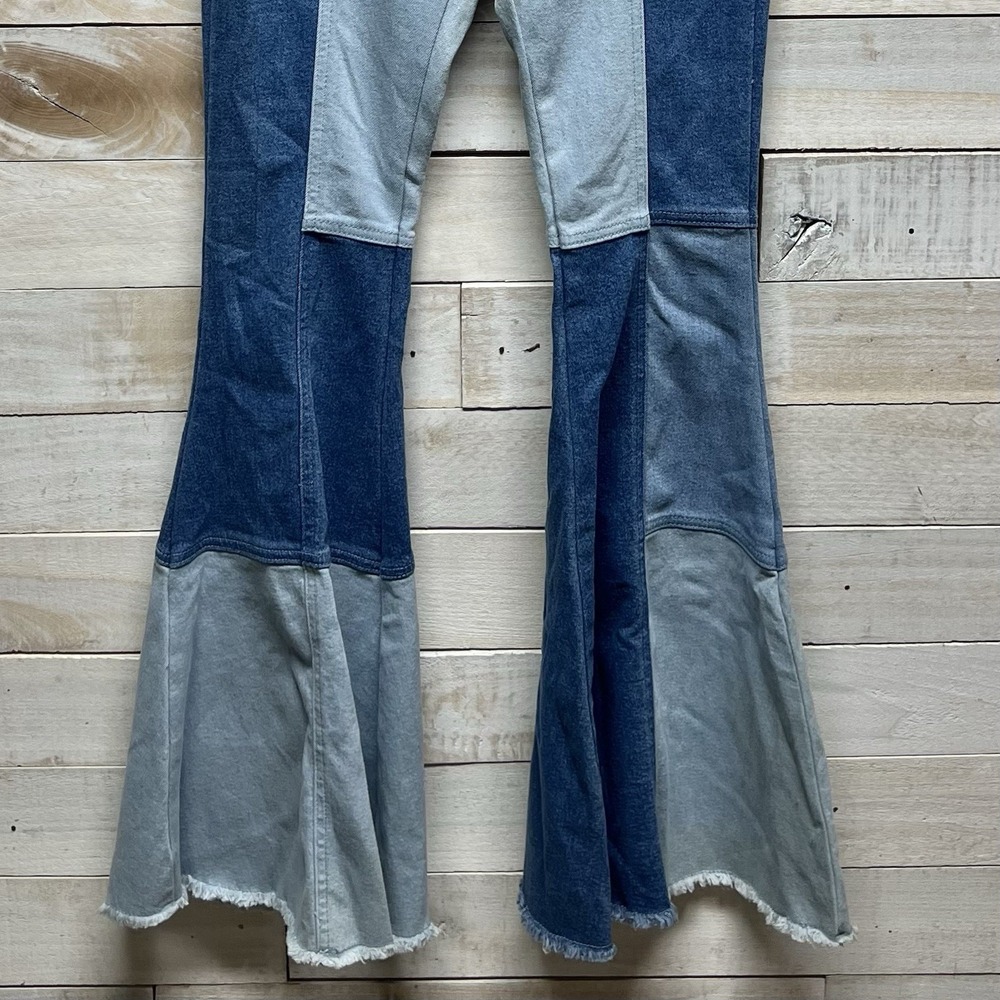 Altar'd State Jeans‎ Small Blue Patchwork Flare B… - image 6